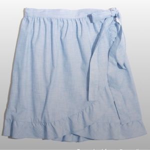 Madewell Blue Ruffle Wrap Mini-Skirt